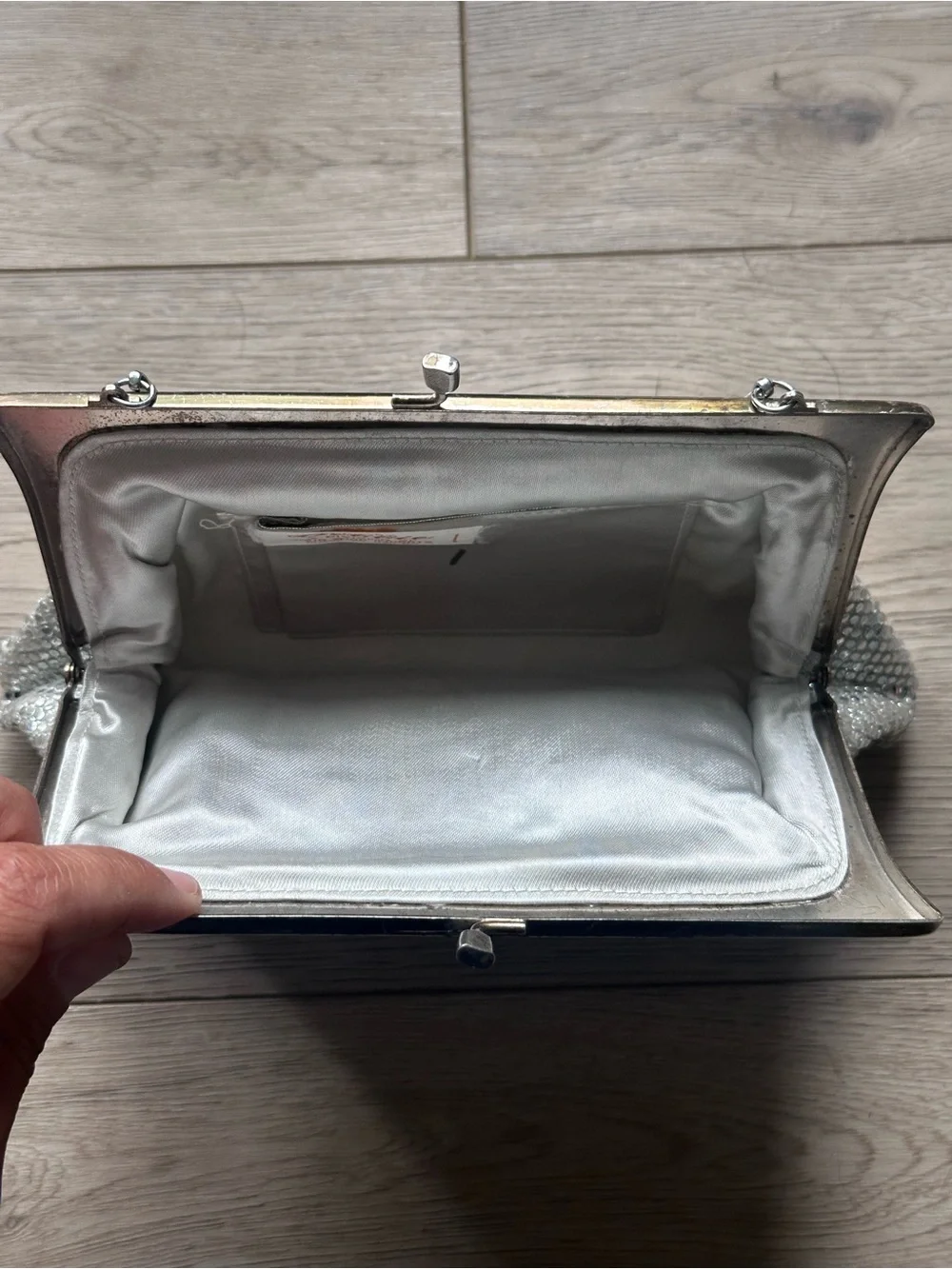Vintage Bag by Debbie‎ Silver Mesh Evening Bag Japan Chain Strap Clutch Purse